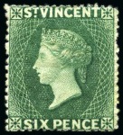 1862 6d. deep green, five singles, all unused without gum to part original gum
