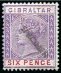 1898 Sterling Currency 2d and 6d with diagonal SPECIMEN hs applied in Gibraltar