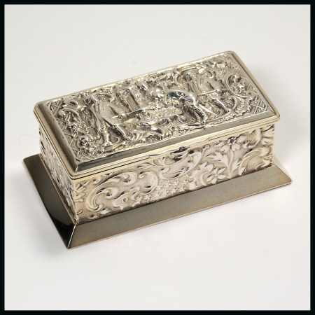 English Silver Boxes: 1894 Birmingham three compartment box by Deakin & Francis, heavily embossed throughout