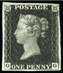 Stamp of Great Britain » 1840 1d Black and 1d Red plates 1a to 11 1840 1d black, plate 1b OG, unused with close to good margins