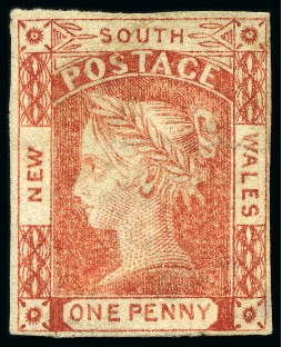 1851-52 1d Brick-Red on bluish medium wove paper, unused without gum