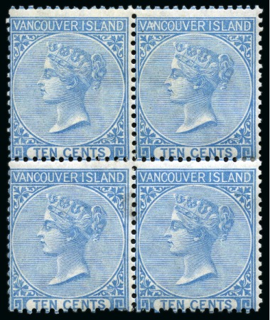 1865 10c Blue mint block of four