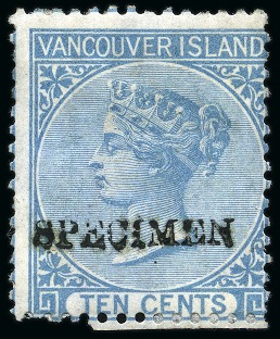 1865 5c Rose and 10c Blue with "SPECIMEN" hs (type D8) in black by De La Rue