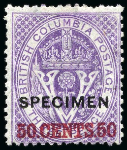 1868-71 50c on 3d Mauve perf.14 with "SPECIMEN" overprint