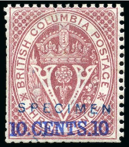 1868-71 10c on 3d Lake perf.14 with "SPECIMEN" overprint (type D5) in blue