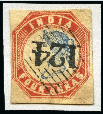 1854-55 4a blue and red, 2nd printing and 4th printing, both with close to good margins, used showing '124' diamond of bars (*)