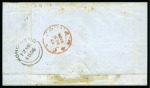 1856 Folded cover posted from Akyab with forwarding agents mark to Canton, CHINA (*)