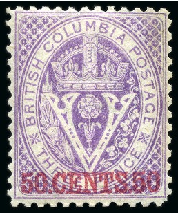 1868-71 50c Mauve perf.14 mint og, very fine (SG £650)