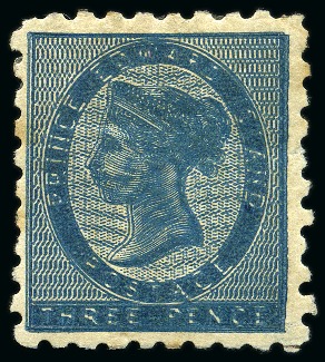 1861 3d Blue with DOUBLE PRINT variety, mint toned gum