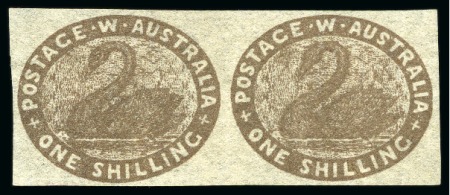 1854 1s Grey-Brown unused pair, fine to good margins, very fine (SG £1'400+)