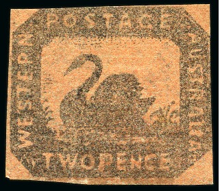 1857-59 2d Black-Brown on red unused, two margins