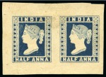 1854-55 4a blue and red, 2nd printing, used vertical (*)