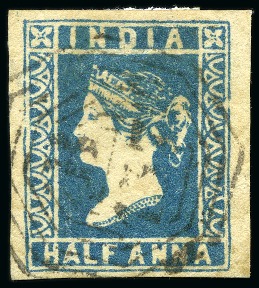 1854 1/2a blue, die III, used with central 'B/137' (*)