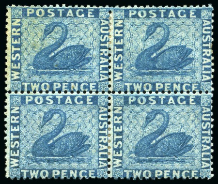 1861 2d Blue perf.14 at Somerset House mint block of four