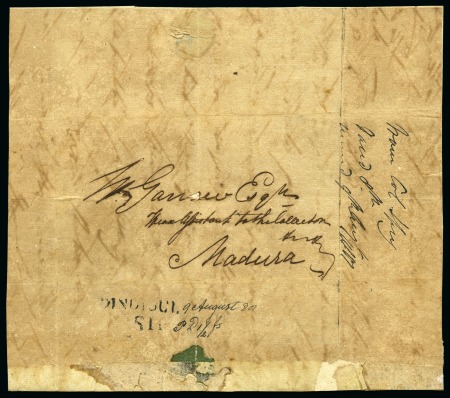 1801 (9.8) Stampless entire from Dindigul to Madura (*)