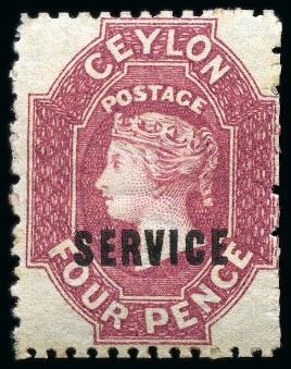 1869 Wmk CC (small) and reversed, 4d rose-carmine with "SERVICE" essay overprint, mint og 