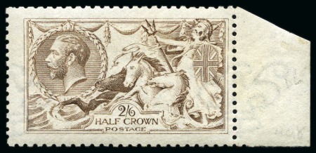 Stamp of Great Britain » King George V » 1913-19 Seahorse Issues 1915 De La Rue Seahorses 2s6d grey brown (worn plate) with INVERTED WATERMARK, mint