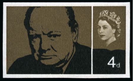 Stamp of Great Britain » Queen Elizabeth II 1965 Churchill 4d & 1s3d (Ordinary) mint nh imperforate imprimaturs