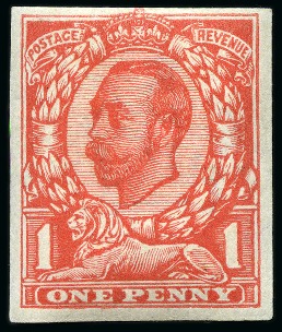 1912 1d Colour trial (stage 1b, accepted die 2) printed in royal scarlet