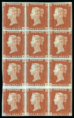 Stamp of Great Britain » 1841 1d Red 1841 1d Red-Brown pl.40 QA/TC mint block of twelve