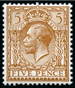 1912-24 Wmk Royal Cypher 5d reddish brown mint nh with NO WATERMARK variety