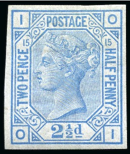 1873-80 Wmk Orbs 2 1/2d pl.15 colour trial in pale blue