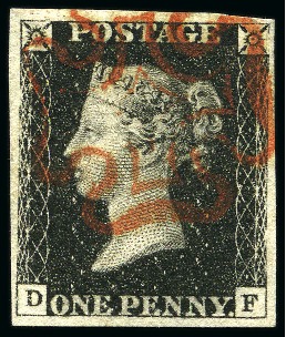 Stamp of Great Britain » 1840 1d Black and 1d Red plates 1a to 11 1840 1d Black pl.6 DF with fine to very good margins, neat red MC