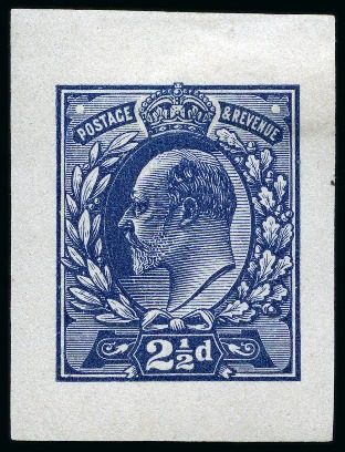 Stamp of Great Britain » King Edward VII » 1902-10 De La Rue Issues 1911 2 1/2d Imperforate colour trial in Indigo