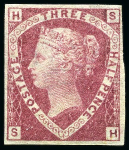 1870 1 1/2d Rose-Red pl.1 SH printed on Dr. Perkins "blued" security paper, imperforate with original gum