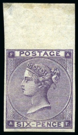 1862-64 6d Lilac p.4 (with hair lines) mint og top marginal imperforate imprimatur