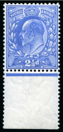 1911 Harrison 2 1/2d bright blue perf.14 with INVERTED WATERMARK in mint nh lower marginal single