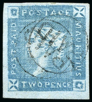 Stamp of Mauritius » 1859 Lapirot Issue » Early Impressions (SG 36-37) 1859 Lapirot 2d blue, early impression, used with circular PAID cancel, position 6,