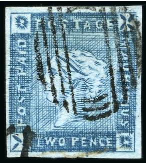 1859 Lapirot 2d blue, intermediate impression, used with oval bars cancel, position 7