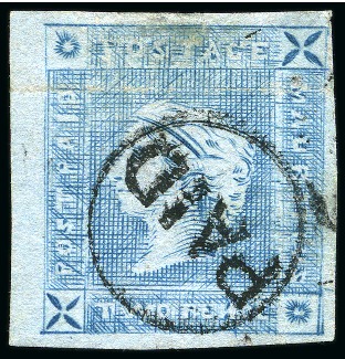 1859 Lapirot 2d blue, intermediate impression, used with circular PAID cancel, position 8