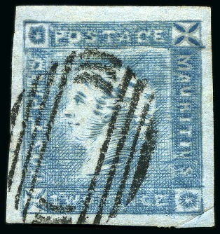 1859 Lapirot 2d blue, intermediate impression, used with oval bars cancel, position 10