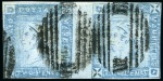 1859 Lapirot 2d blue, worn impression, used horizontal pair with complete oval bars, positions 1-2