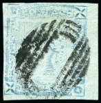 1859 Lapirot 2d blue, worn impression, used with complete oval bar cancel, position 6