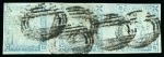 1859 Lapirot 2d blue, HORIZONTAL STRIP OF THREE, used with array