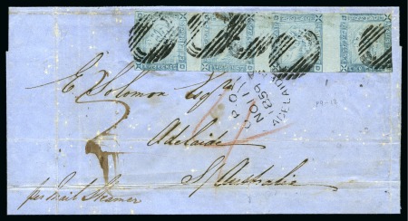 THE LARGEST KNOWN MULTIPLE OF THE 1859 LAPIROT ON COVER AND TO A RARE DESTINATION