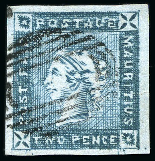 1859 Lapirot 2d blue, intermediate impression, used with oval bar cancel, position 12