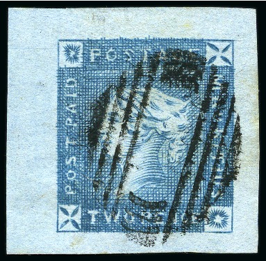 Stamp of Mauritius » 1859 Lapirot Issue » Early Impressions (SG 36-37) 1859 Lapirot 2d blue, early impression, used with clear sharp oval bar cancel, position 6