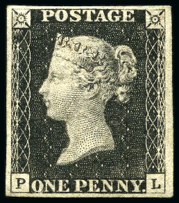 Stamp of Great Britain » 1840 1d Black and 1d Red plates 1a to 11 1840 1d Black pl.10 PL with good to very good margins, unused