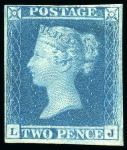 1841 2d Pale Blue pl.3 LJ showing "J" flaw, unused original gum,
