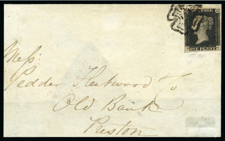 Stamp of Great Britain » 1840 1d Black and 1d Red plates 1a to 11 1840 1d Black pl.6 DG, clear to large margins, tied by a fine strike of the MANCHESTER "Fish tail" DISTINCTIVE MC to front
