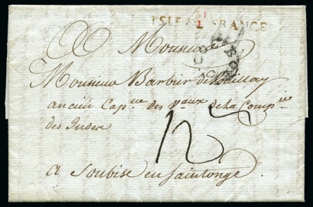 Stamp of Mauritius » Pre-Stamp & Stampless Postal History 1789 (2.6) Folded entire from Port Louis to Bordeaux