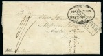 1832 (13.2) Folded entire from Madagascar via Port Louis to England, bearing fine strike of the black fancy oval 'MAURITIUS/POST OFFICE' despatch hs