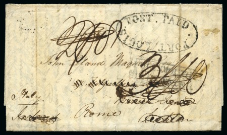 1815 (27.3) Folded entire from Port Louis to Ireland bearing fine strike of the black oval 'PORT LOUIS/POST PAID' despatch hs