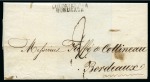 1816 (22.4) Folded lettersheet to France, bearing fine strike of the very rare straight-line 'le Henry Cap.ne L. Rey' hs in black on reverse