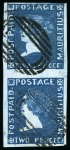 1859 Sherwin 2d deep blue, VERTICAL PAIR, position 2/5, used