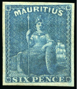 1859-61 Britannia: 6d blue, imperf., unused with large part original gum